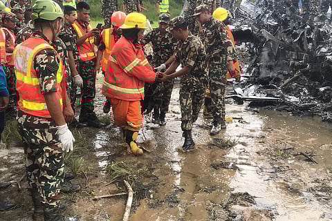 Nepali Army during a rescue operation at TIA airport